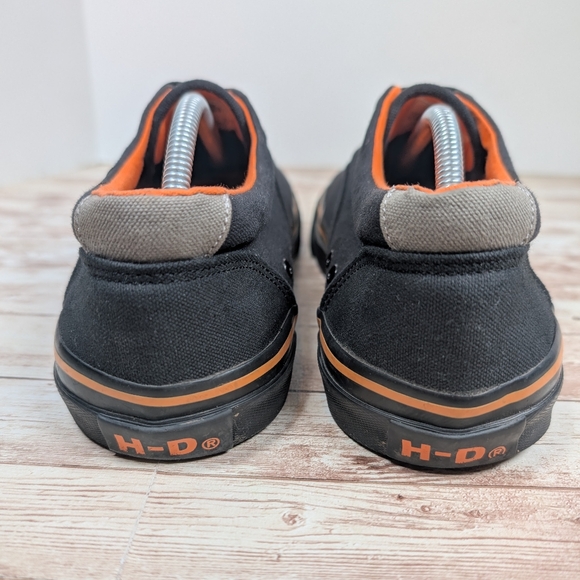 Harley Davidson Canvas Black Orange Sneakers Tennis Shoes Men's Size 10 H-D - Picture 5 of 14